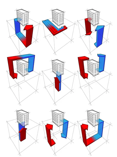 Schémas de pompe à chaleur — Image vectorielle