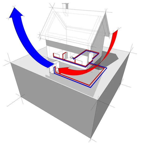 Diagramma pompa di calore sorgente aria — Vettoriale Stock