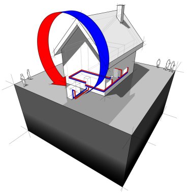 Air source heat pump diagram clipart