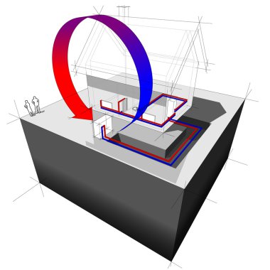 Air source heat pump diagram clipart