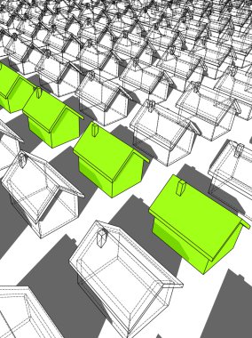 Row of green „ecological“ houses clipart