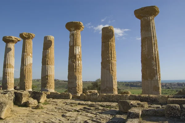 Griechische Säulen Tempeltal Sizilien Italien — Stockfoto