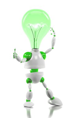 Energy saving robot having a good idea concept clipart