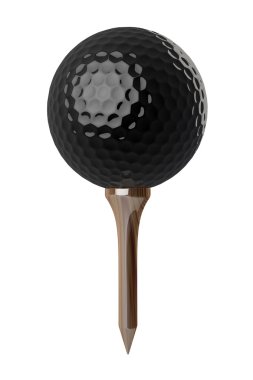 Black Golf ball on tee clipart