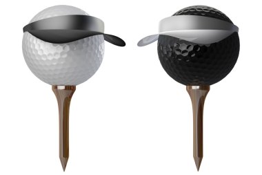 3d golf balls wearing caps clipart