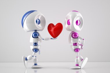 Robots in love clipart