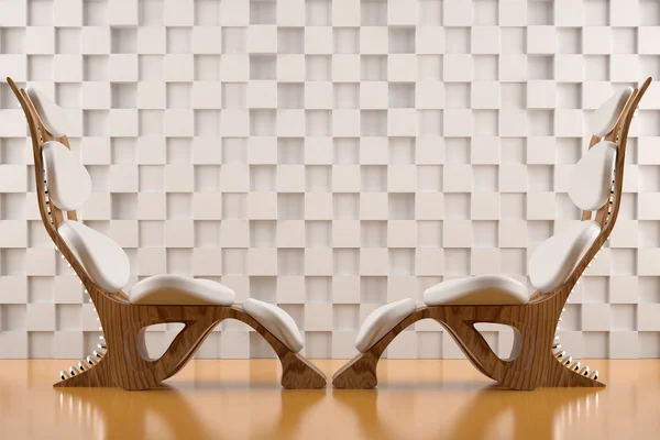 Relaxing white chairs face to face — Stock Photo, Image