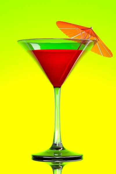 Röda tropiska martini cocktail med orange paraply — Stockfoto