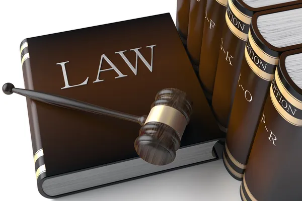 Řádek kůže právnických knih na — Stock fotografie