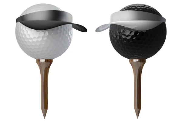 3D μπάλες του γκολφ φορώντας καπέλα — Stock fotografie