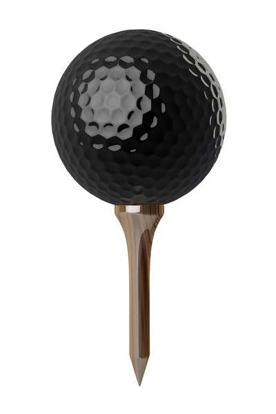 Černý golfový míček na odpališti Stock Obrázky