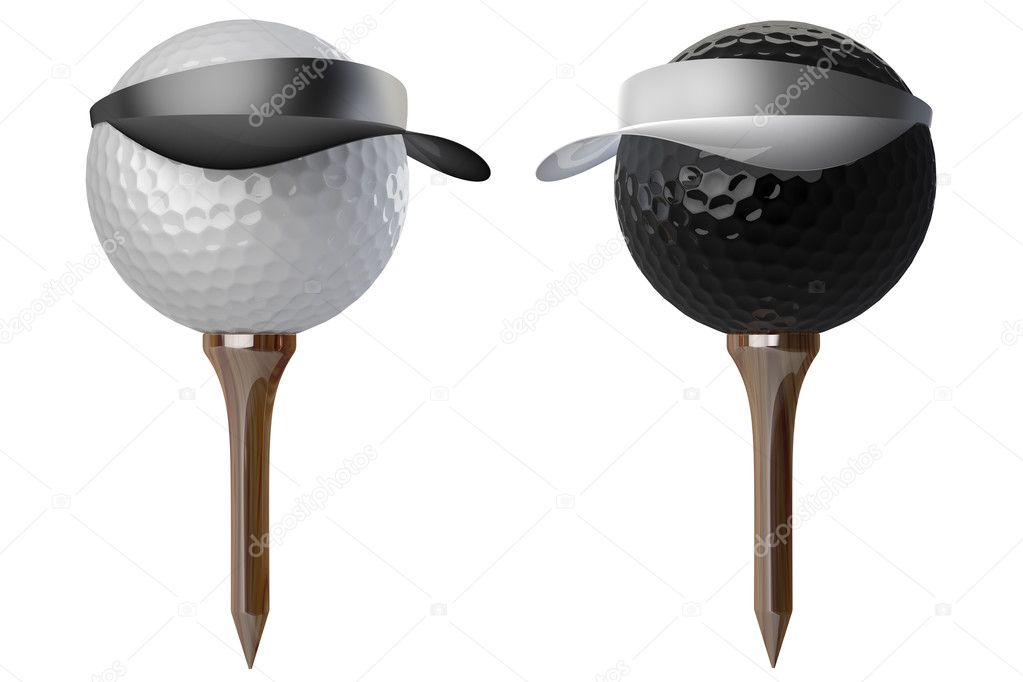 3d golf balls wearing caps