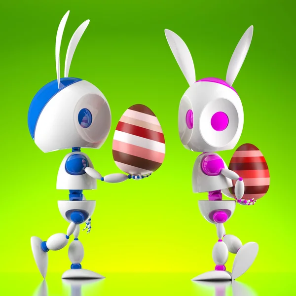 Easter bunny robots — Stock Photo, Image