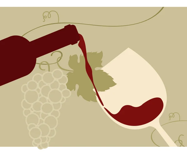 Verre Vin Rouge Avec Des Raisins — Image vectorielle