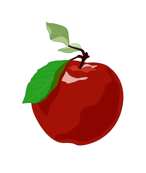 红苹果与绿叶 — 图库矢量图片