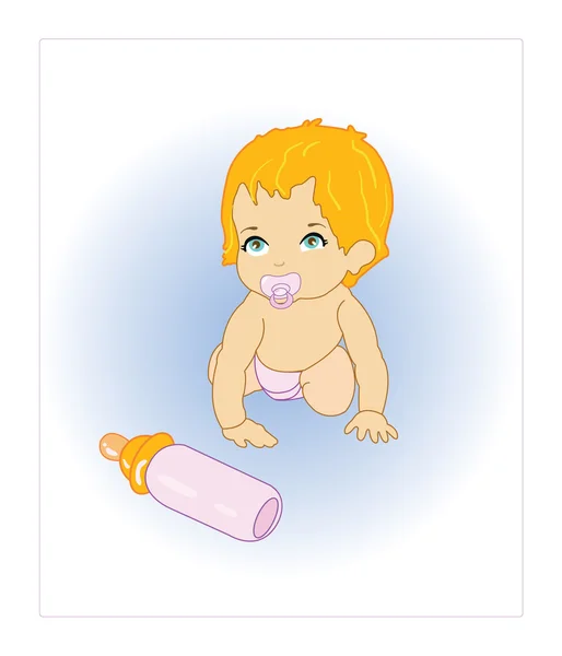 与牛奶的小宝宝 — 图库矢量图片