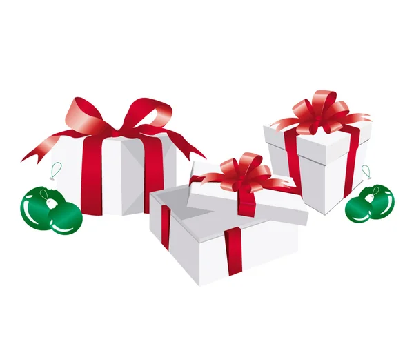 Χριστουγεννιάτικα Δώρα Που Απομονώνονται Λευκό Φόντο — Διανυσματικό Αρχείο