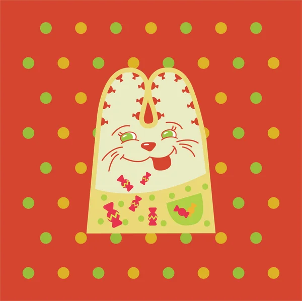 Cartoon Fun Rabbit Cherry Background — Stock Vector