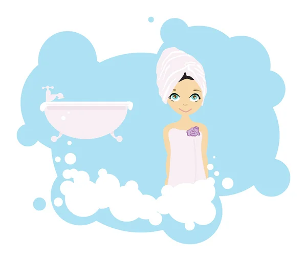浴的女孩 — 图库矢量图片