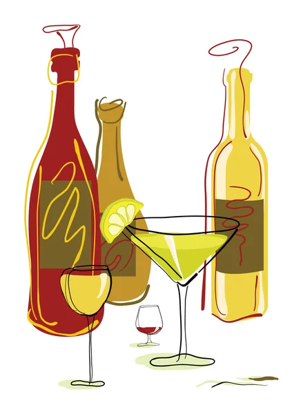 Bebidas e cocktails — Vetor de Stock