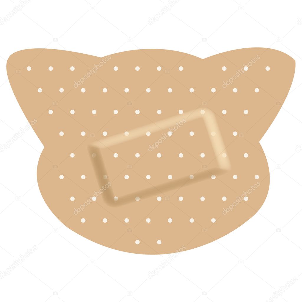 Adhesive bandages forming a cat.