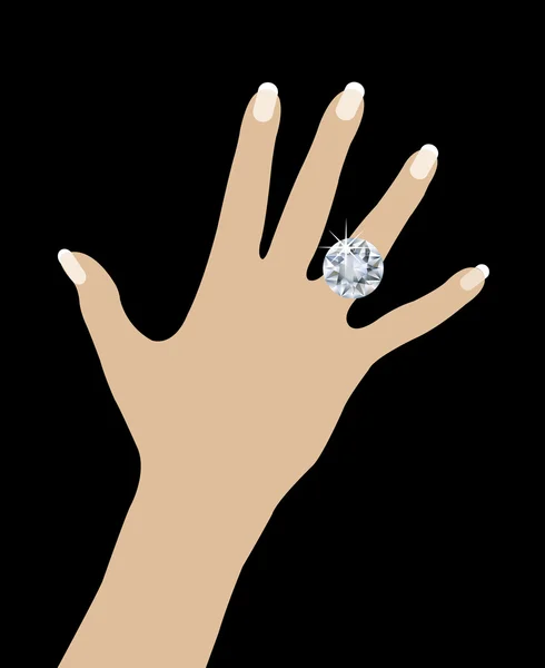 Wedding Ring on hand — Stock Vector