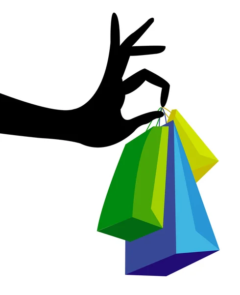 Χέρι με τσάντα για ψώνια — Διανυσματικό Αρχείο