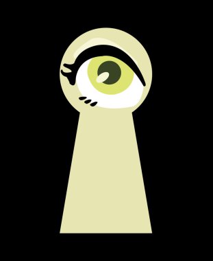 Interested Eye looking in Keyhole. clipart