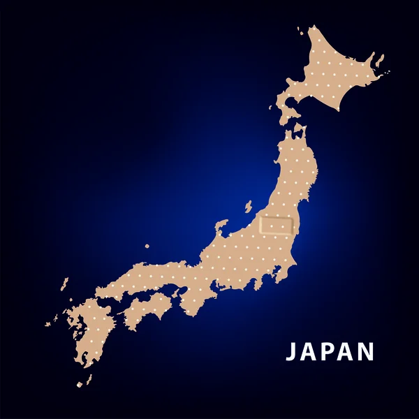 Japonya Haritası ile sismik merkez üssü ile el. Japonya yardım — Stok Vektör