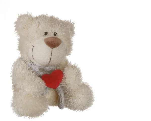 Toy Bear Red Heart Hand Made Toy — 스톡 사진