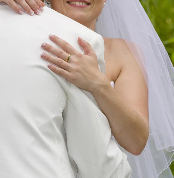 Bride Embraces Fiance — Stock Photo, Image