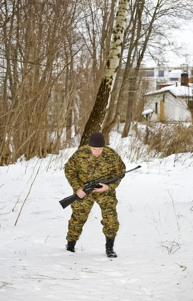 Cacciatore Soldato Traccia Impronta — Foto Stock