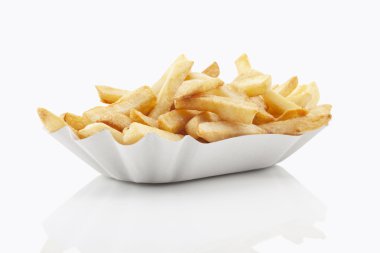 French fries on a paper plate, Pommes auf einem Pappteller clipart