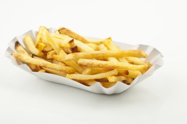 French fries on a paper plate, Pommes auf einem Pappteller clipart