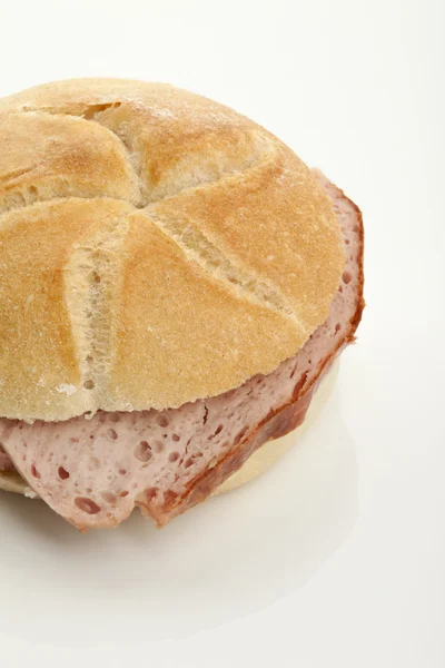 Baked Meatloaf Bread Roll Fleischkäse Brötchen Auch Leberkäs Semmel Genannt — 图库照片