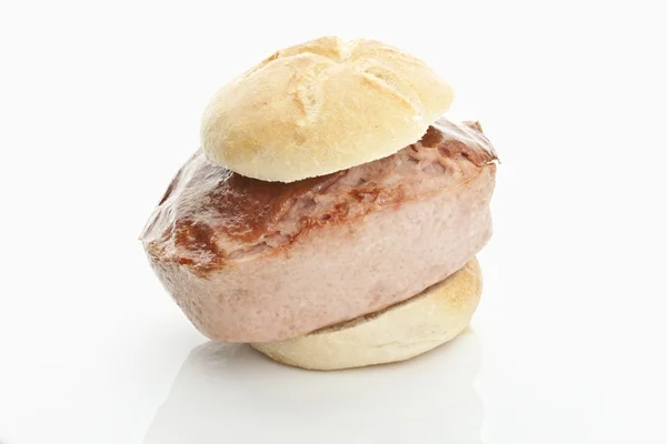 Baked Xxl Meatloaf Bread Roll Fleischkäse Brötchen Auch Leberkäs Semmel — 스톡 사진