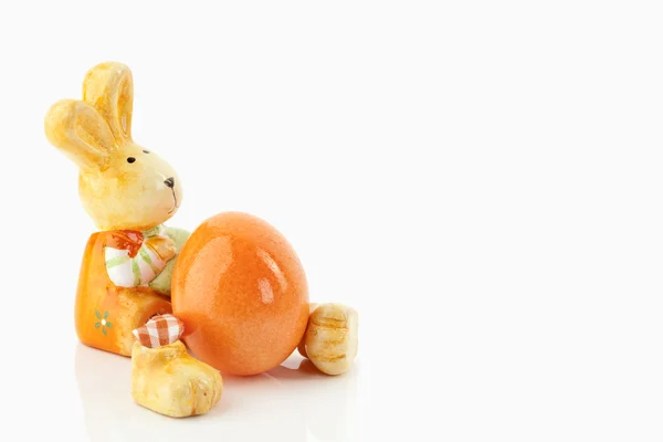Easter Bunny Sitting Next Colored Egg — Stock Photo, Image