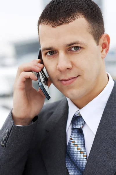 Successful Young Businessman Talking Phone — Stock Photo, Image