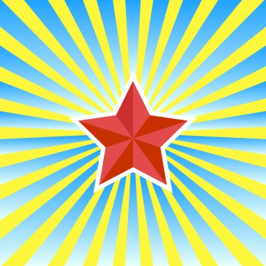 Red star on a yellow-blue background clipart