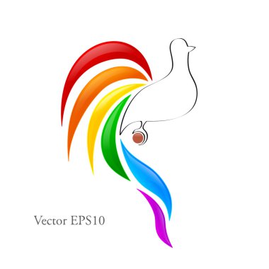 Rainbow bird logo - vector clipart