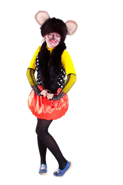 En flicka klädd som en mus — Stockfoto