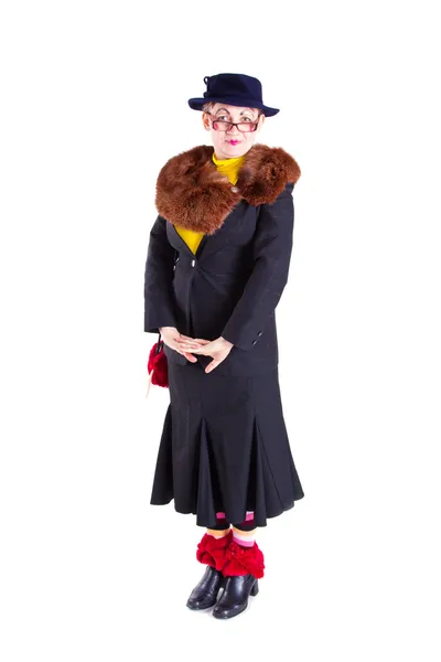 Una chica vestida como una anciana — Foto de Stock