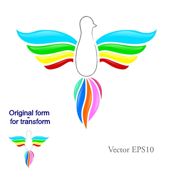 Duhový pták logo - vektor — Stockový vektor