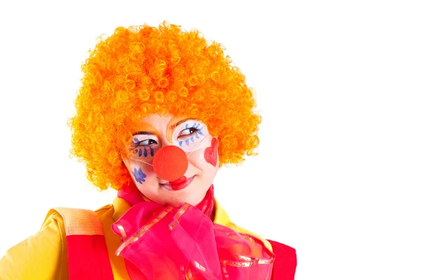 Clownsmädchen im bunten Kostüm — Stockfoto