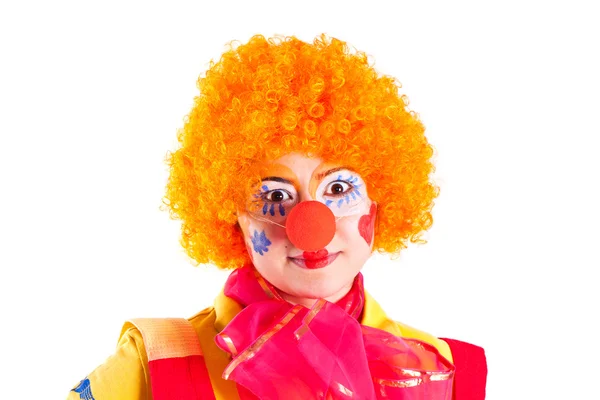 Dívka klaun v barevné kostýmy — Stock fotografie