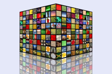 A photo cube mirrors in the ground clipart