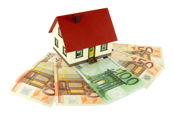 Modelo Casa Está Situado Billetes Euro — Foto de Stock