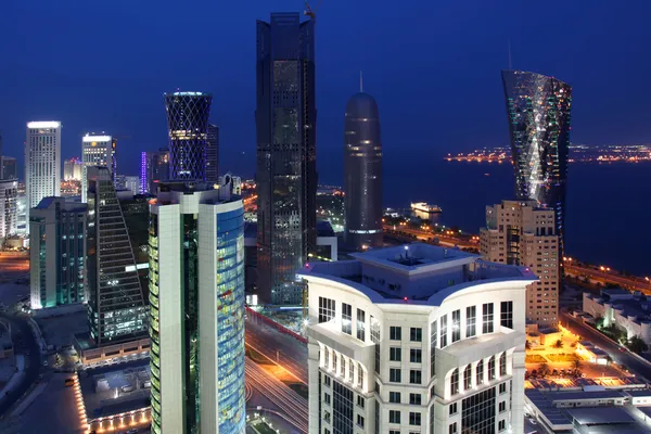 Área da Baía Oeste em Doha / Qatar — Fotografia de Stock