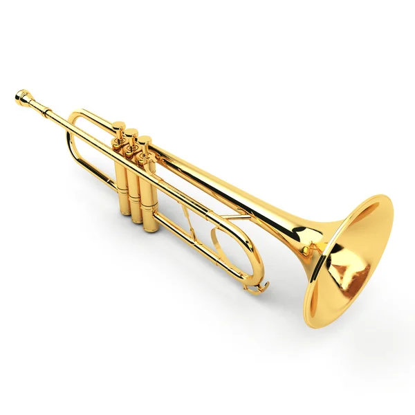 Gold lacquer trumpet isolated — Stock Photo, Image