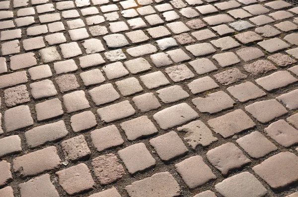 Basaltpflaster Als Straßenbelag Gegenlicht Formatfüllend — Stockfoto